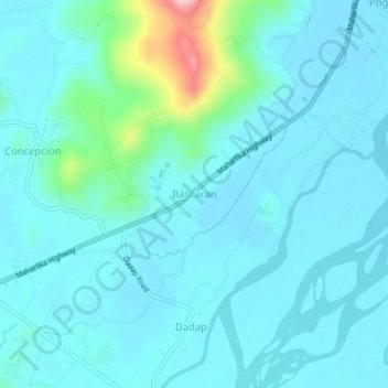 Topografisk karta Bascaran, höjd, relief