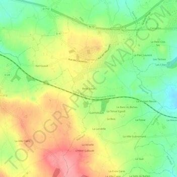 Topografisk karta Belle Issue, höjd, relief