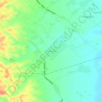 Topografisk karta Malawag, höjd, relief