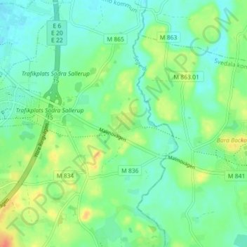 Topografisk karta Kölnans fritidsby, höjd, relief