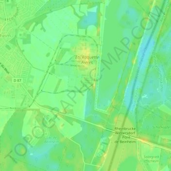 Topografisk karta Rheinschluth, höjd, relief