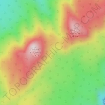 Topografisk karta Freycinet Peninsula, höjd, relief