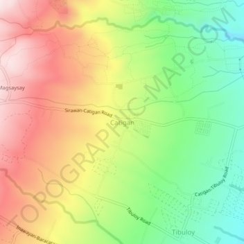Topografisk karta Catigan, höjd, relief