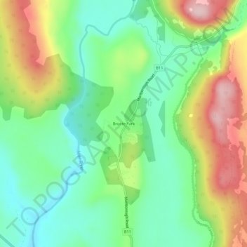 Topografisk karta Bronte Park, höjd, relief