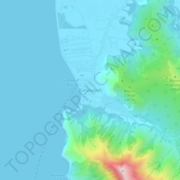 Topografisk karta Pundaquit, höjd, relief