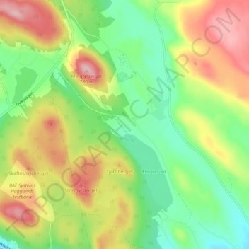 Topografisk karta Klingre, höjd, relief