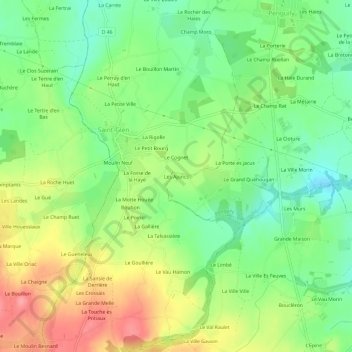 Topografisk karta Les Ajoncs, höjd, relief