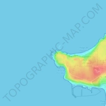 Topografisk karta Cap d'Erquy, höjd, relief