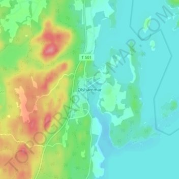 Topografisk karta Olshammar, höjd, relief