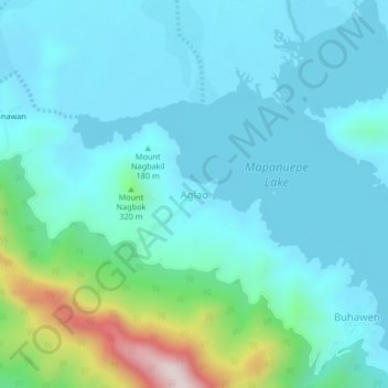 Topografisk karta Aglao, höjd, relief
