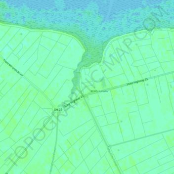 Topografisk karta Waitakaruru, höjd, relief