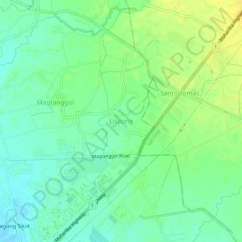 Topografisk karta Licaong, höjd, relief