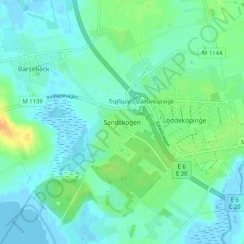 Topografisk karta Sandskogen, höjd, relief