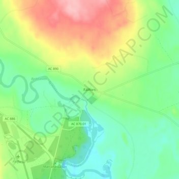 Topografisk karta Fällfors, höjd, relief