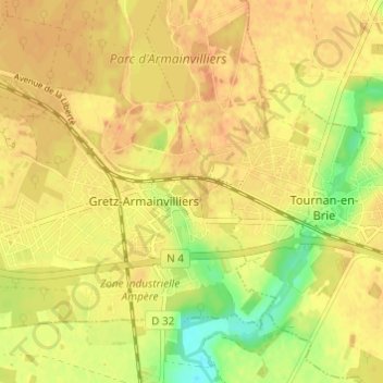 Topografisk karta Le Rocher, höjd, relief