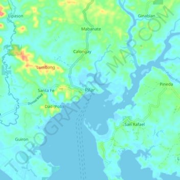 Topografisk karta Pilar, höjd, relief