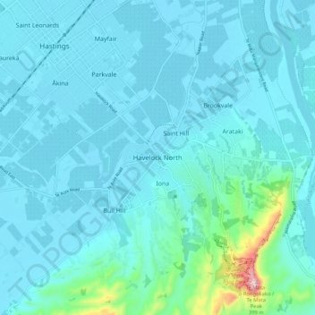 Topografisk karta Havelock North, höjd, relief