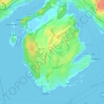 Topografisk karta Hardanger, höjd, relief