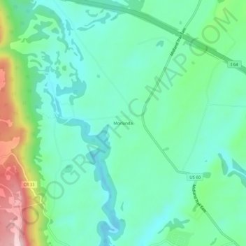 Topografisk karta Morlunda, höjd, relief