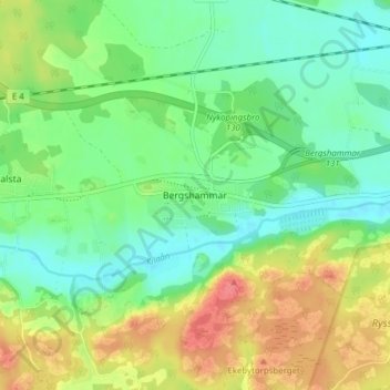Topografisk karta Bergshammar, höjd, relief