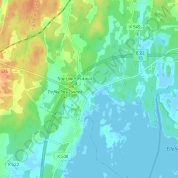Topografisk karta Pukavik, höjd, relief