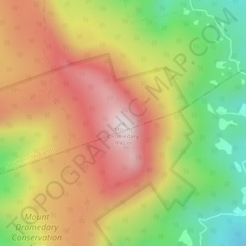 Topografisk karta Mount Dromedary, höjd, relief