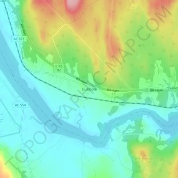 Topografisk karta Gubböle, höjd, relief
