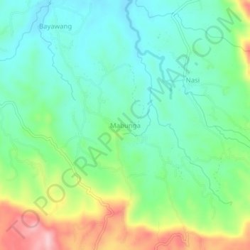 Topografisk karta Mabunga, höjd, relief