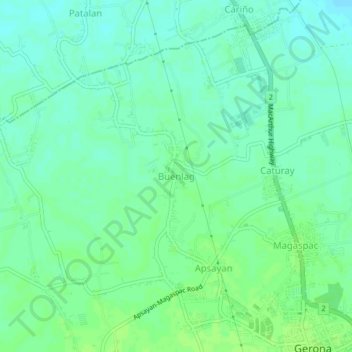 Topografisk karta Buenlag, höjd, relief