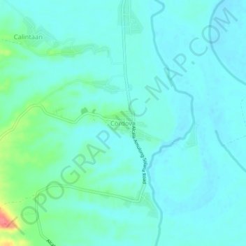 Topografisk karta Cordova, höjd, relief
