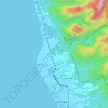 Topografisk karta Pangasugan, höjd, relief