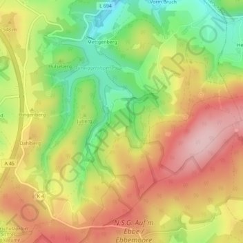 Topografisk karta Evert, höjd, relief