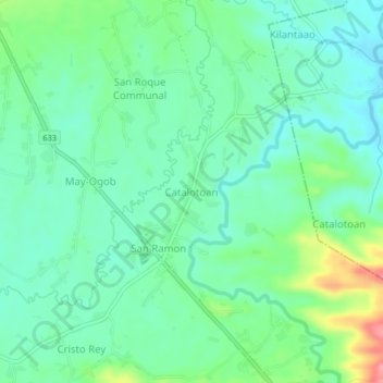 Topografisk karta Catalotoan, höjd, relief