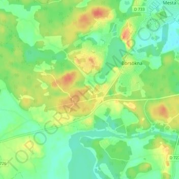 Topografisk karta Stensborg, höjd, relief