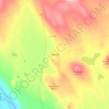 Topografisk karta Knaften, höjd, relief