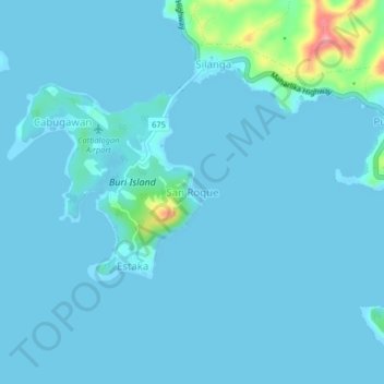 Topografisk karta San Roque, höjd, relief