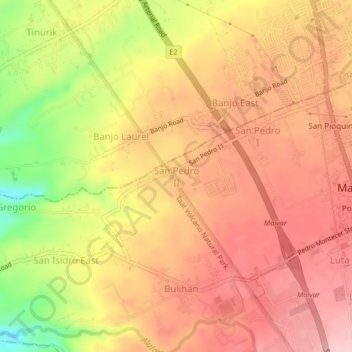 Topografisk karta San Pedro II, höjd, relief
