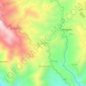 Topografisk karta Namulditan, höjd, relief