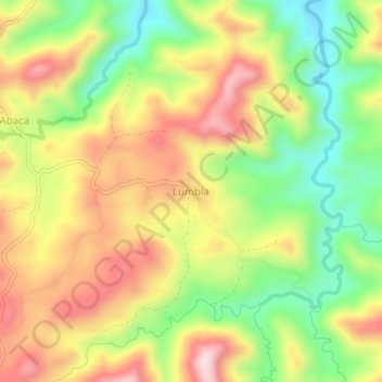 Topografisk karta Lumbia, höjd, relief