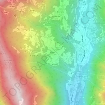 Topografisk karta Mozzio, höjd, relief