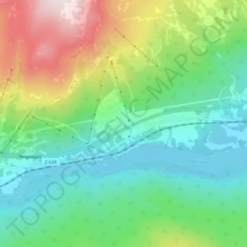 Topografisk karta Tegefjäll, höjd, relief
