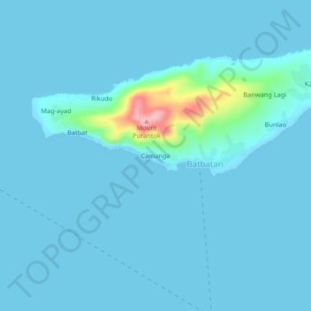 Topografisk karta Camanga, höjd, relief