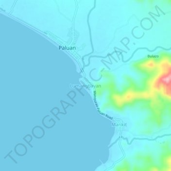 Topografisk karta Lumangbayan, höjd, relief