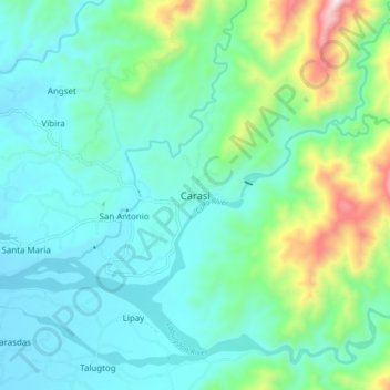Topografisk karta Carasi, höjd, relief