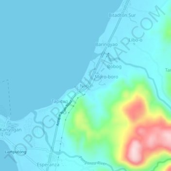 Topografisk karta Naba, höjd, relief