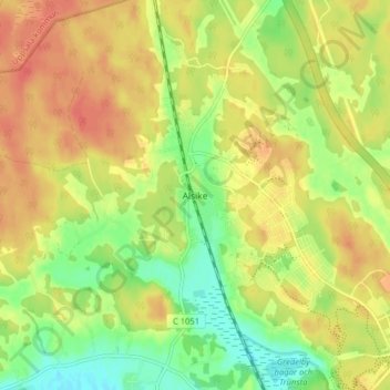 Topografisk karta Alsike, höjd, relief
