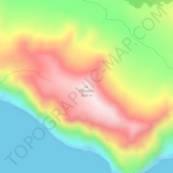Topografisk karta Oreshek, höjd, relief