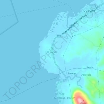 Topografisk karta Bulacan, höjd, relief