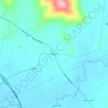 Topografisk karta Pelham, höjd, relief