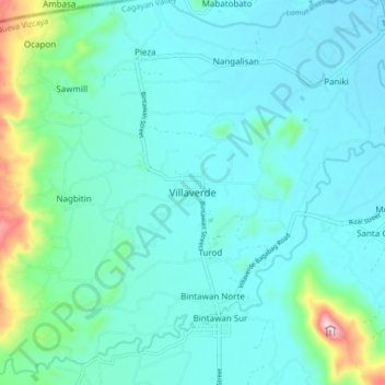 Topografisk karta Villaverde, höjd, relief